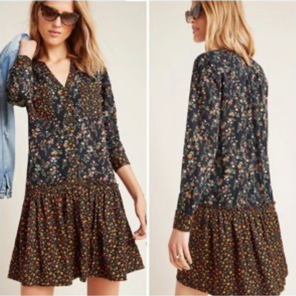 Maeve Anthropologie Marlie Floral Print Short Tunic Dress NWT